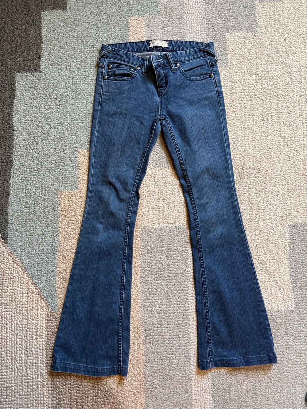 Free People Dark Blue High-Rise Flare Jeans